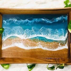 Custom Ocean Resin Serving Tray/ Resin Waves/Made To Order/ Functional Gift/ Resin Tray/ Unique Gift/Circle Tray/Rectangle Tray