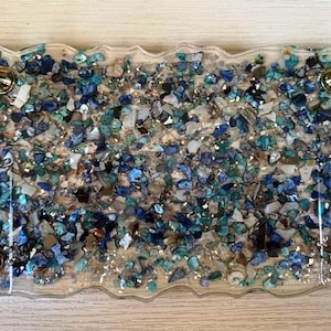 Resin Serving Tray, Resin Dresser Tray, Blue stone serving tray, Ocean Decor