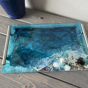 Custom Resin Ocean Tray: Dolphin, Seashell & Starfish Coastal Decor