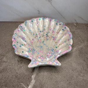 Seashell Resin Trinket Dish: Beach Home Decor, Jewelry Tray