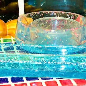 Sky Blue Resin Tray: Glitter Catchall, Bathroom Organizer