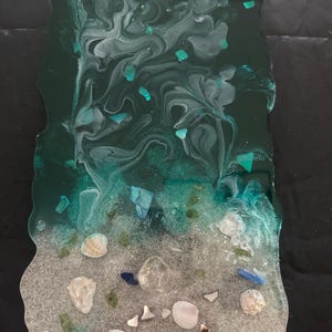 Handmade Resin Beach Tray: Real Sand & Shells