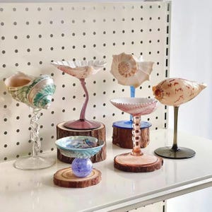 Handmade Seashell Glass Cup – Unique Ocean Inspired Drinking Glass, Coastal Barware, Beach Wedding Decor, Shell Cocktail Cup